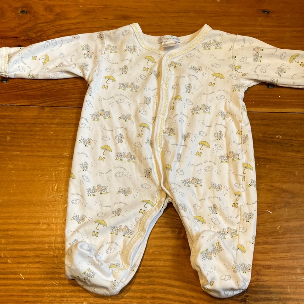 KISSY KISSY 3-6M Unisex Yellow Rainy Day Print Footed Romper